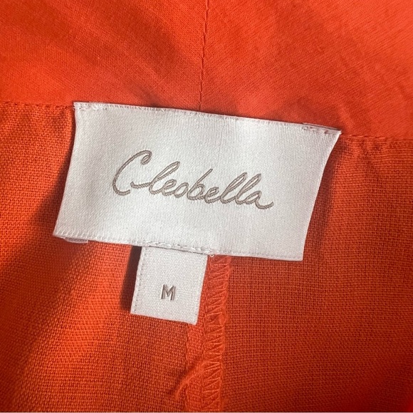 Cleobella Oscar Belted Cotton Linen Blend Shorts Orange High Rise - Picture 5 of 7